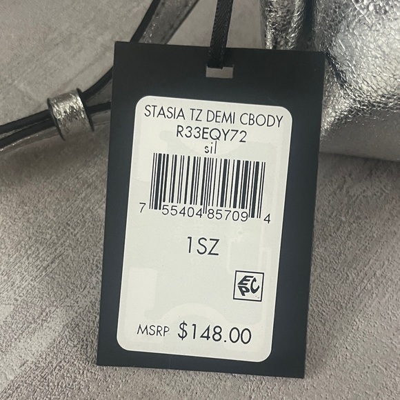 DKNY Stasia Metallic Silver Demi Crossbody Bag-NWT - Picture 3 of 12